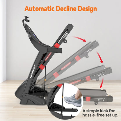 12MPH Folding Treadmill with 20% Auto Incline, 300-400 LB Capacity, Treadmills for Home Running Walking, 5.1HP Brushless Motor, Foldable Electric Treadmill Running Machine with APP & Bluetooth — product view 12
