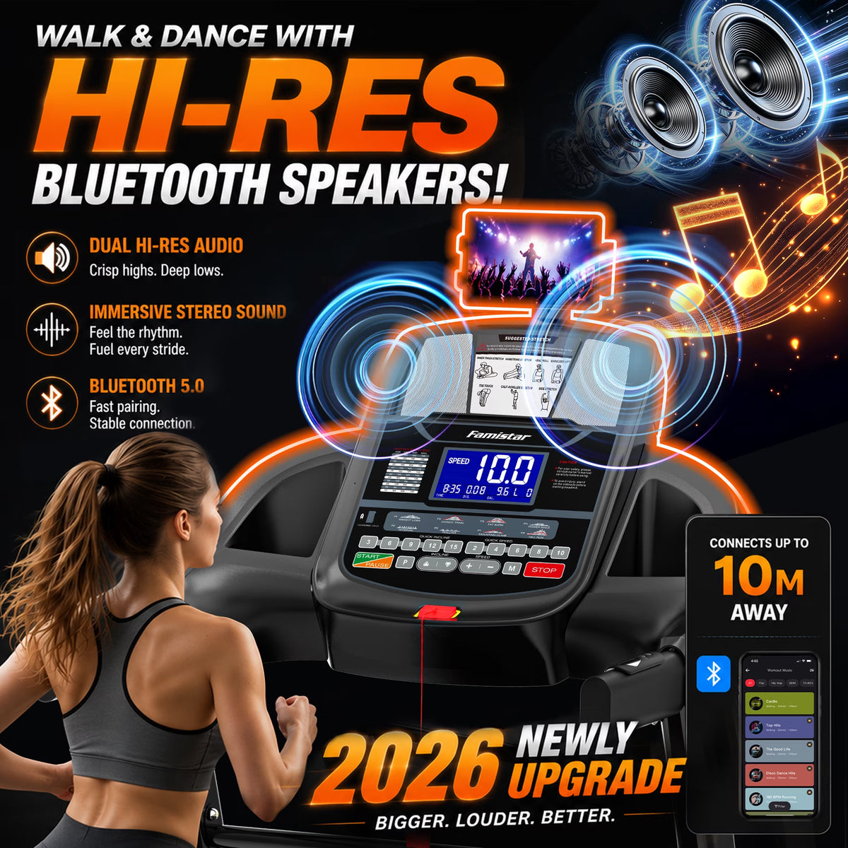 12MPH Folding Treadmill with 20% Auto Incline, 300-400 LB Capacity, Treadmills for Home Running Walking, 5.1HP Brushless Motor, Foldable Electric Treadmill Running Machine with APP & Bluetooth — product view 7