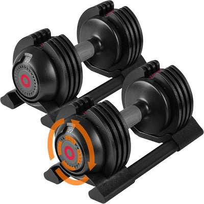 Adjustable Dumbbell Set – 22 lb Pair, Anti-Slip Metal Handles