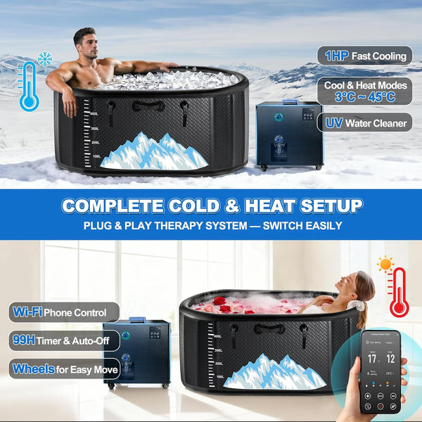 248-Gallon Inflatable Cold Plunge Tub – Hot & Cold, Wi-Fi