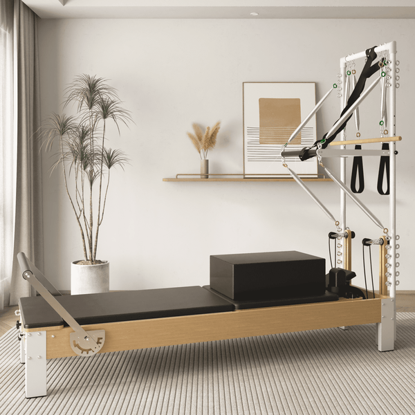 Wooden Pilates Reformer with Tower, Mat & Jump Board