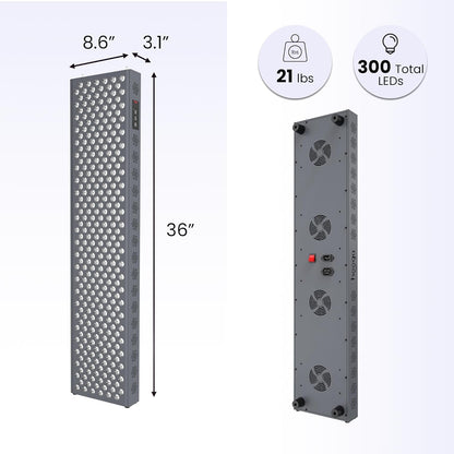Red Light Therapy Panel Device – 660Nm Red & 850Nm near Infrared Light Therapy, LED Light Therapy Lamp, 300 Dual Chip Leds, Timer, Hanging Kit Included – PRO1500 — product view 2