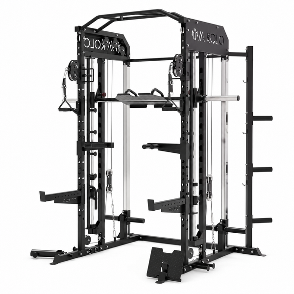 Smith Machine, All-In-One Power Rack Cage with Vertical Leg Press, 2000LBS Power Cage Squat Rack with Smith Bar, Dual Pulley Cable Crossover System for Home Gym