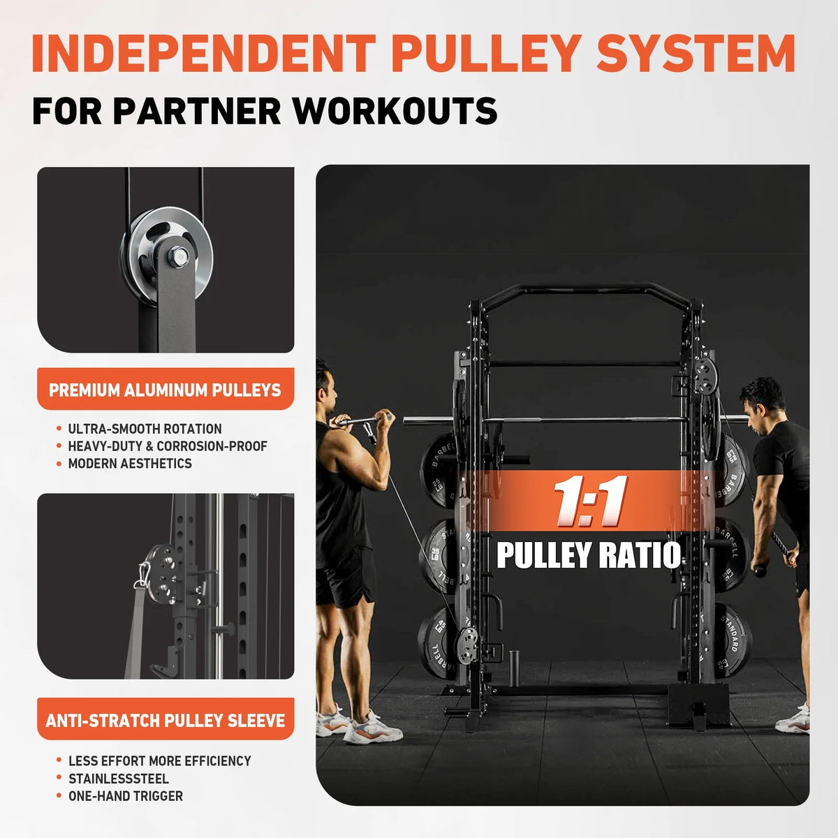 Smith Machine, All-In-One Power Rack Cage with Vertical Leg Press, 2000LBS Power Cage Squat Rack with Smith Bar, Dual Pulley Cable Crossover System for Home Gym — product view 10