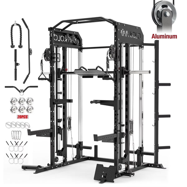 Smith Machine Power Rack with Leg Press & Cable Crossover
