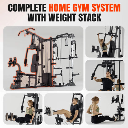 Smith Machine Power Cage, Multi-Function Home Gym System with Cable Crossover, 121LB Weight Stack — product view 13