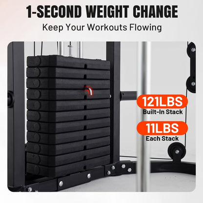 Smith Machine Power Cage, Multi-Function Home Gym System with Cable Crossover, 121LB Weight Stack — product view 4